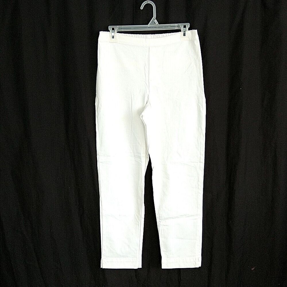 Isaac Mizrahi Live Womens 8 Pants White Chino‎ Casual Straight Leg Elastic Waist